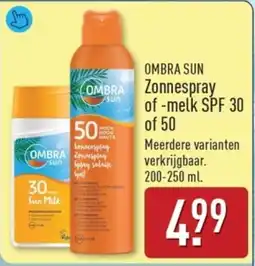 ALDI Ombra Sun Zonnespray of Melk SPF 30 of 50 aanbieding