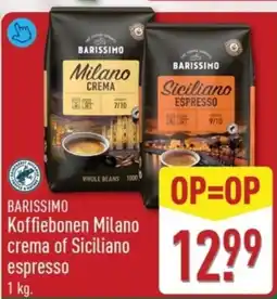 ALDI Barissimo Koffiebonen Milano crema of Siciliano espresso aanbieding
