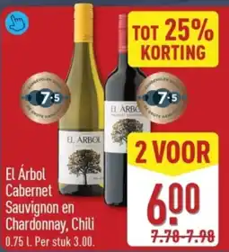 ALDI El Árbol Cabernet Sauvignon en Chardonnay, Chili aanbieding