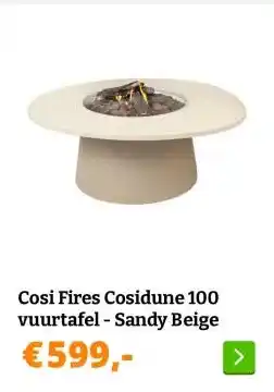 Obelink Cosi Fires Cosidune 100 vuurtafel - Sandy Beige aanbieding