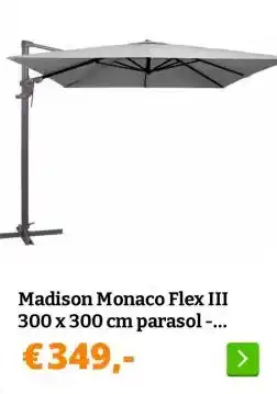 Obelink Madison Monaco Flex III 300 x 300 cm parasol - Light grey aanbieding