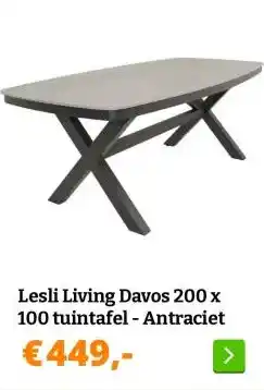 Obelink Lesli Living Davos 200 x 100 tuintafel - Antraciet aanbieding