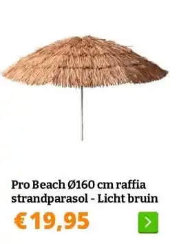 Obelink Pro Beach Ø160 cm raffia strandparasol - Licht bruin aanbieding