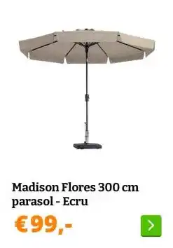 Obelink Madison Flores 300 cm parasol - Light grey aanbieding