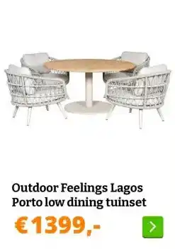 Obelink Outdoor Feelings Lagos Porto low dining tuinset aanbieding