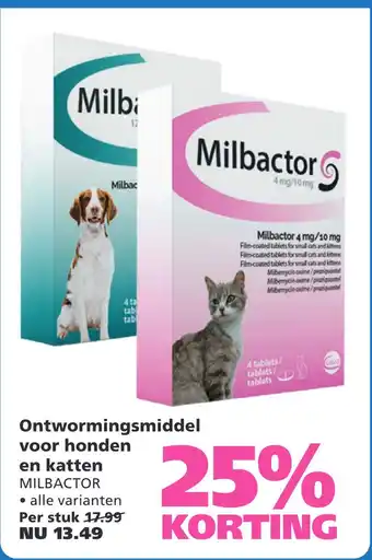 Ranzijn Ontwormingsmidd voor honden en katten MILBACTOR aanbieding