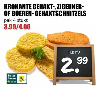 MCD Supermarkt KROKANTE GEHAKT-, ZIGEUNER- OF BOEREN- GEHAKTSCHNITZELS aanbieding