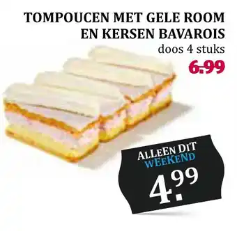 Boon`s Markt Tompoucen Met Gele Room En Kersen Bavarois aanbieding