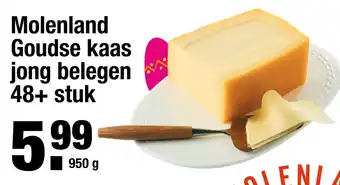 ALDI Molenland Goudse kaas jong belegen 48+ stuk 950g aanbieding