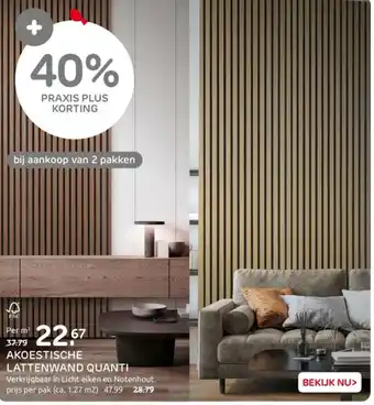 Praxis Akoestische lattenwand quanti aanbieding