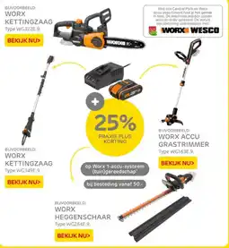 Praxis Worx 1-accu-systeem (tuin)gereedschap" aanbieding