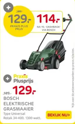 Praxis Bosch elektrische grasmaaier aanbieding
