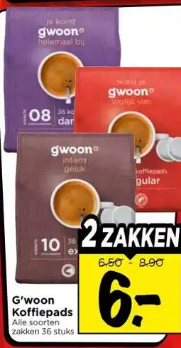 Vomar Voordeelmarkt G'woon Koffiepads aanbieding