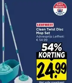 Vomar Voordeelmarkt Clean Twist Disc Mop Set aanbieding