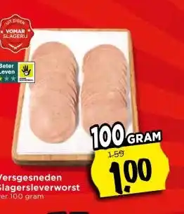 Vomar Voordeelmarkt Versgesneden Slagersleverworst aanbieding