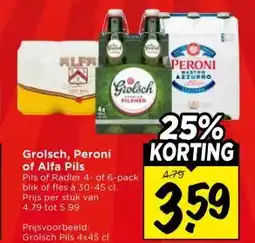 Vomar Voordeelmarkt Grolsch, Peroni of Alfa Pils aanbieding