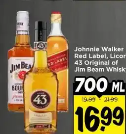 Vomar Voordeelmarkt Johnnie Walker Red Label, Licor 43 Original of Jim Beam Whisky aanbieding
