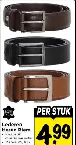 Vomar Voordeelmarkt Lederen Heren Riem aanbieding
