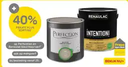 Praxis Perfection en Renaulac kleurmuurverf ook op mengverf aanbieding