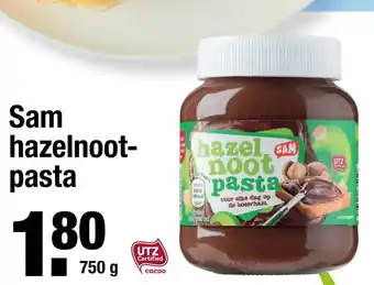 ALDI Sam hazelnootpasta 750g aanbieding