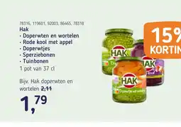Van Hoeckel Hak Doperwten en wortelen Rode kool met appel Doperwtjes Sperziebonen Tuinbonen aanbieding