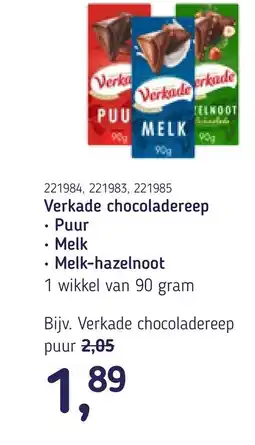 Van Hoeckel Verkade chocoladereep aanbieding