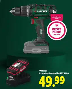 Lidl Parkside Accu-schroefboormachine 20 V 45 Nm aanbieding