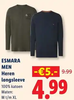 Lidl Esmara Men Heren longsleeve aanbieding