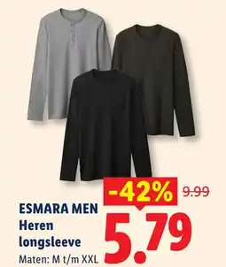 Lidl Esmara Men Heren longsleeve aanbieding