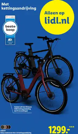 Lidl Crivit Urban elektrische fiets 3.0 kettingaandrijving aanbieding