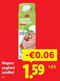 Lidl Magere yoghurt aardbei aanbieding
