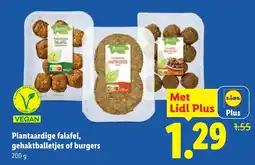 Lidl Plantaardige falafel, gehaktballetjes of burgers aanbieding