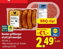 Lidl Runder grillburger of piri piri worstjes aanbieding