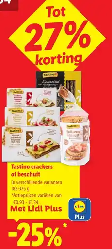 Lidl Tastino crackers of beschuit aanbieding