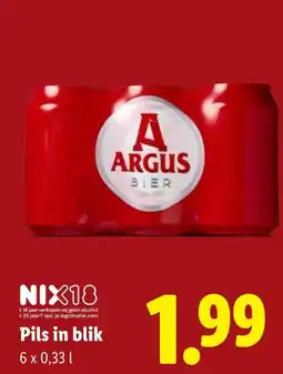 Lidl Pils in blik aanbieding