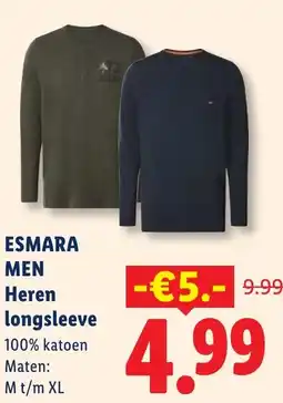 Lidl Esmara Men Heren longsleeve aanbieding