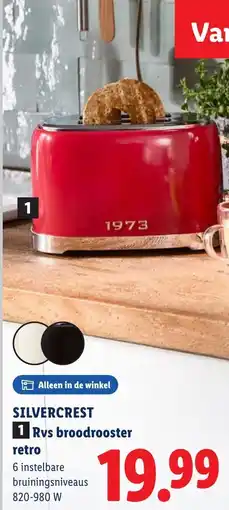 Lidl Silvercrest Rvs broodrooster retro aanbieding