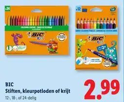 Lidl Bic stiften, kleurpotloden of krijt aanbieding