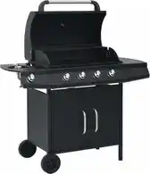 Bol.com vidaXL Gasbarbecue 4+1 kookzone staal zwart aanbieding