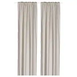 IKEA Beige en wit gestreepte gordijnen met kopband, gemaakt van gerecycled polyester aanbieding