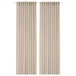 IKEA Paar beige vitrages met roedezak, doorschijnende stof, rechthoekige vorm aanbieding