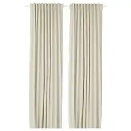 IKEA Kormott beige gordijnen, effen, geblokt, roedezak header aanbieding