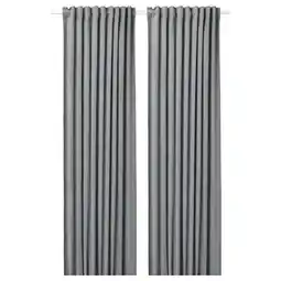 IKEA Paar grijze sandsvingel fluwelen gordijnen, rechthoekig, met kopband aanbieding