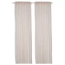 IKEA Bymott gordijnen, beige, gestreept, rechthoekig, doorschijnend aanbieding