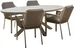 Intratuin Tierra Outdoor 4-zits diningset Oblong met Liv beige aanbieding
