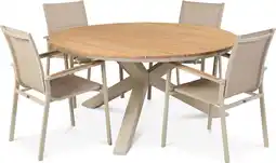 Intratuin Tierra Outdoor 4-zits diningset Orbital met Foxx teak beige aanbieding