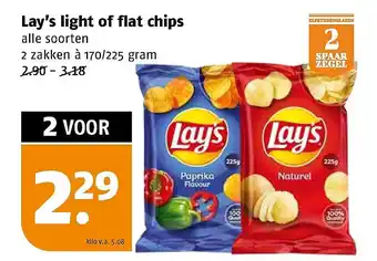 Poiesz Lay's light of flat chips aanbieding