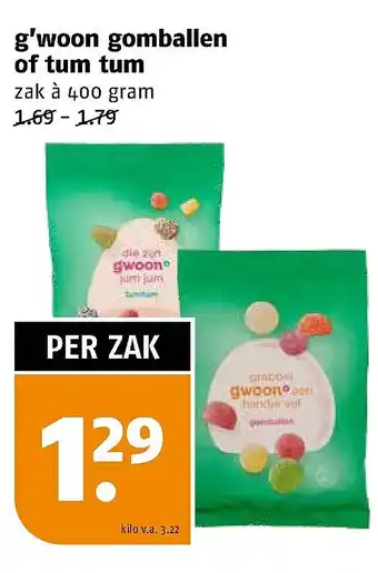 Poiesz g'woon gomballen of tum tum aanbieding