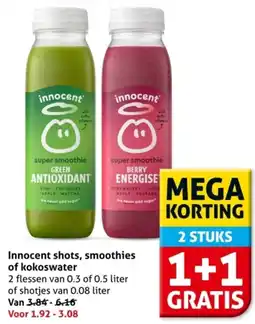Hoogvliet Innocent shots, smoothies of kokoswater aanbieding