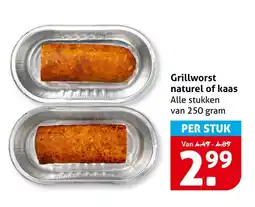 Hoogvliet Grillworst naturel of kaas aanbieding